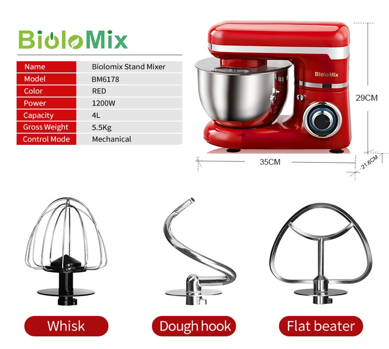 1200W 4L 6-Speed Electric Mixer Set